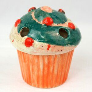 Handmade Ceramic Cupcake Sweets Lidded Pen Pencil Toothbrush Holder Caddy